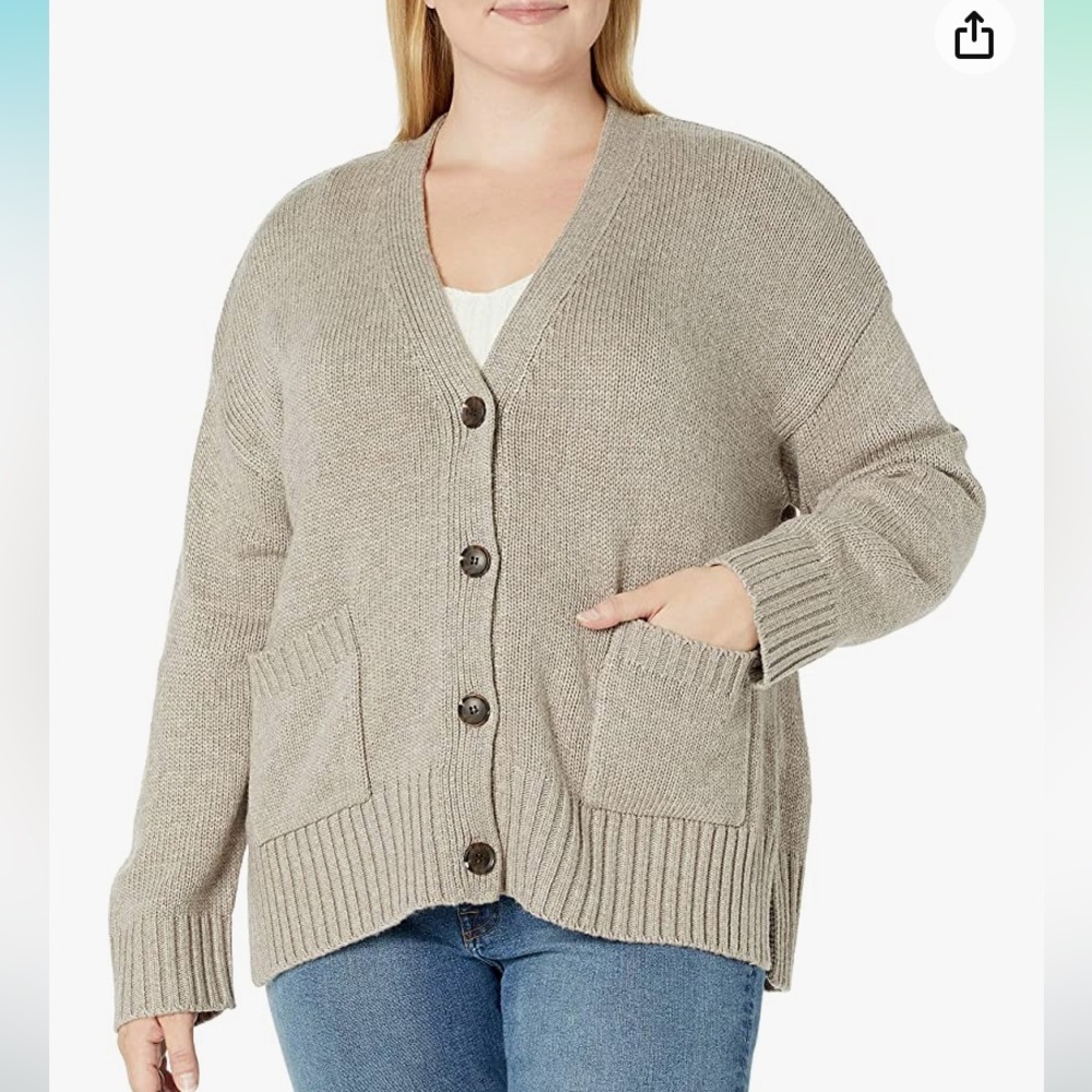 The Drop Brigitte Chunky Button Front Pocket Ribbed Cardigan
